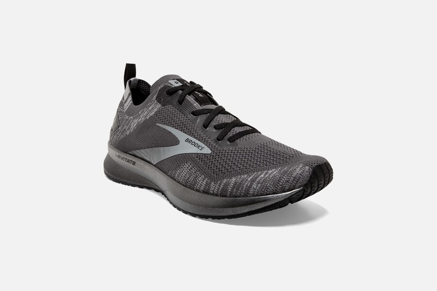 Levitate 4 Road Brooks Running Shoes NZ Mens - Black/Grey - DKZORV-362